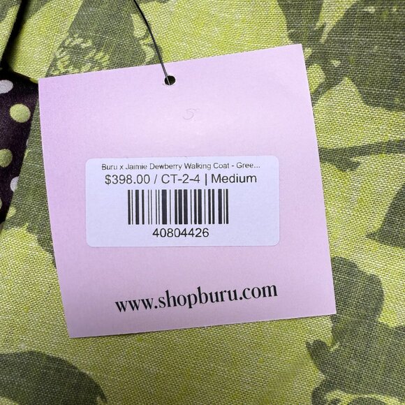 BURU x Jaimie Dewberry | Size M | Green Linen Floral Walking Coat | NWT ($398) - Picture 7 of 12